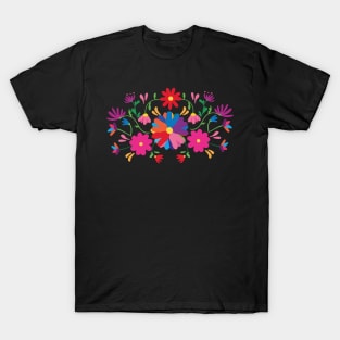 Otomí mexican flowers embroidery boho chic cinco de mayo colorful fiesta T-Shirt